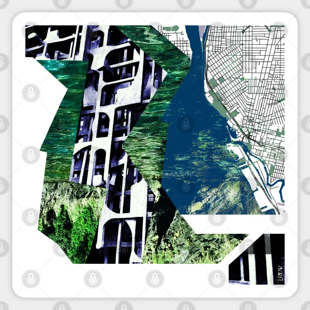 the city in bedrock map ecopop collage Sticker by jorge_lebeau